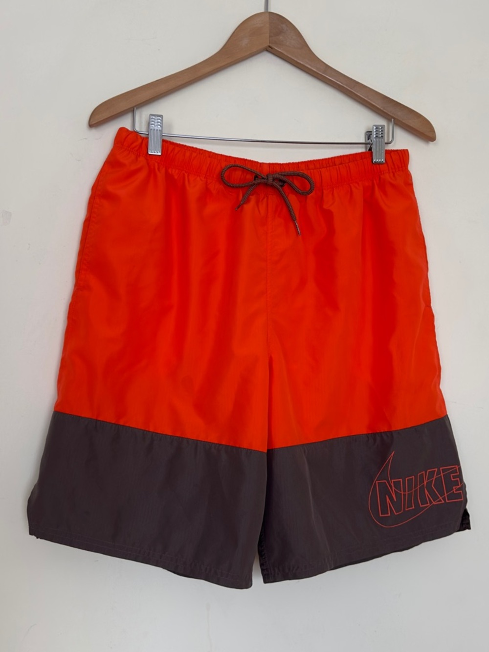 Nike Swim Men’s Large Orange & Gray Swim Trunks Lined Board Shorts Quick Dry